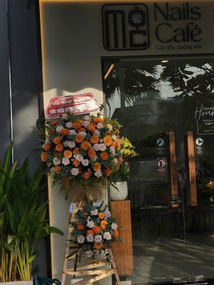 KỆ HOA KHAI TRƯƠNG CAM HỒNG - LỜI CHÚC THÀNH CÔNG RỰC RỞ