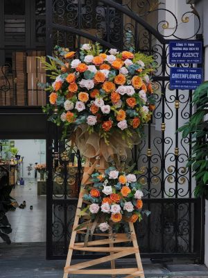 KỆ HOA KHAI TRƯƠNG CAM HỒNG - LỜI CHÚC THÀNH CÔNG RỰC RỞ